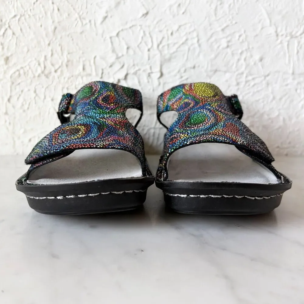 Alegria Viki Sandals Women's 39/8.5 Rainbow Cyclone Leather Comfort Slingback
